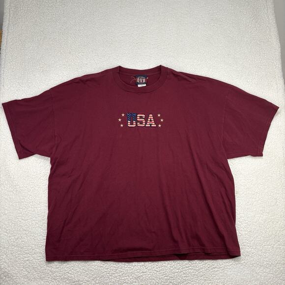 Vintage USA 3X Short Sleeve Tee T-Shirt RED American Flag OVB 4th of July Y2K - Picture 1 of 6
